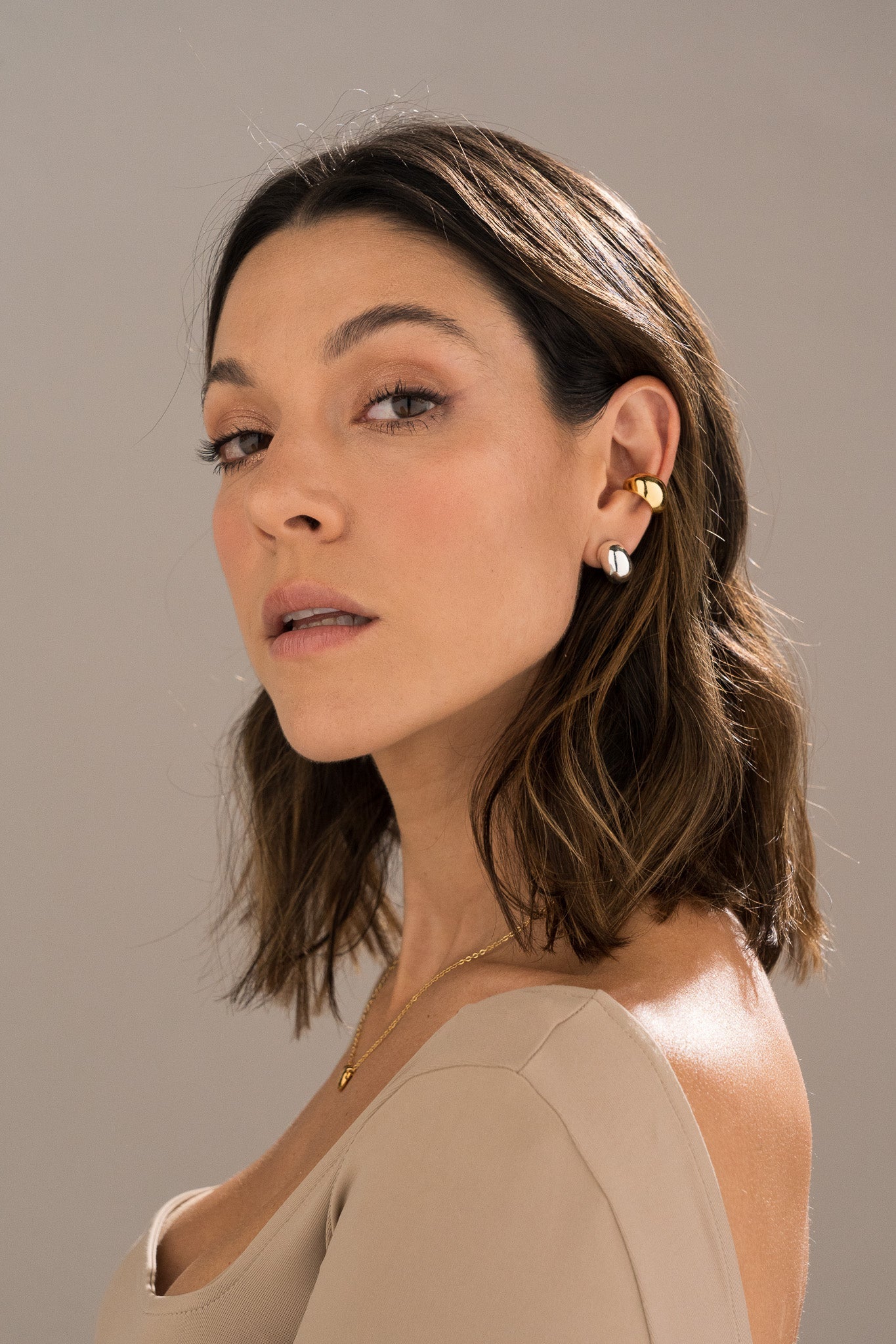 SET CANDONGAS + EARCUFF GOLD Y SILVER