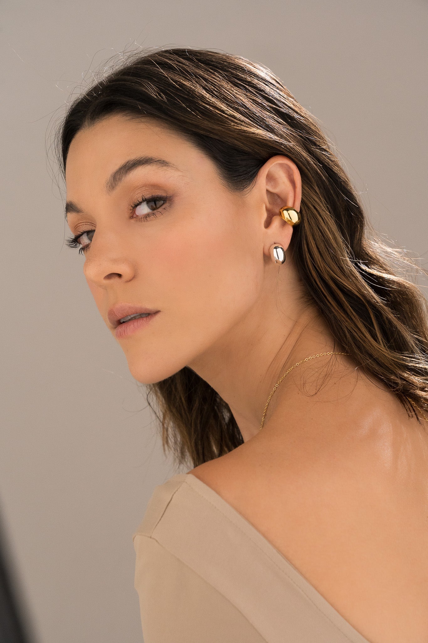 SET CANDONGAS + EARCUFF GOLD Y SILVER