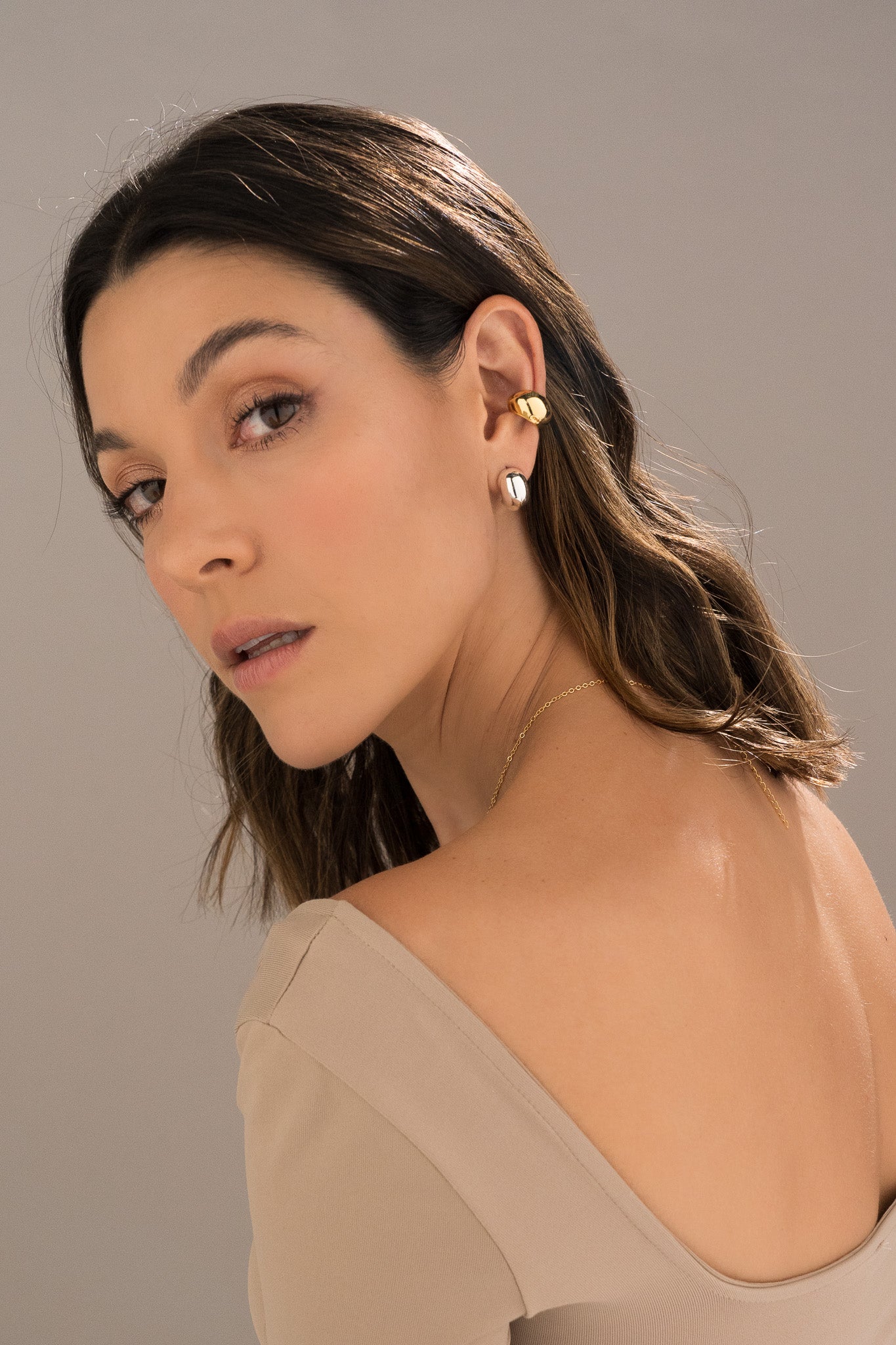 SET CANDONGAS + EARCUFF GOLD Y SILVER