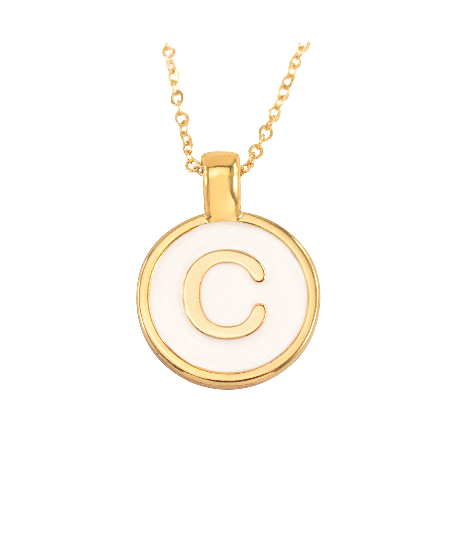 SET CADENA LETRA C BLANCO HUESO 18 MM + ARETES