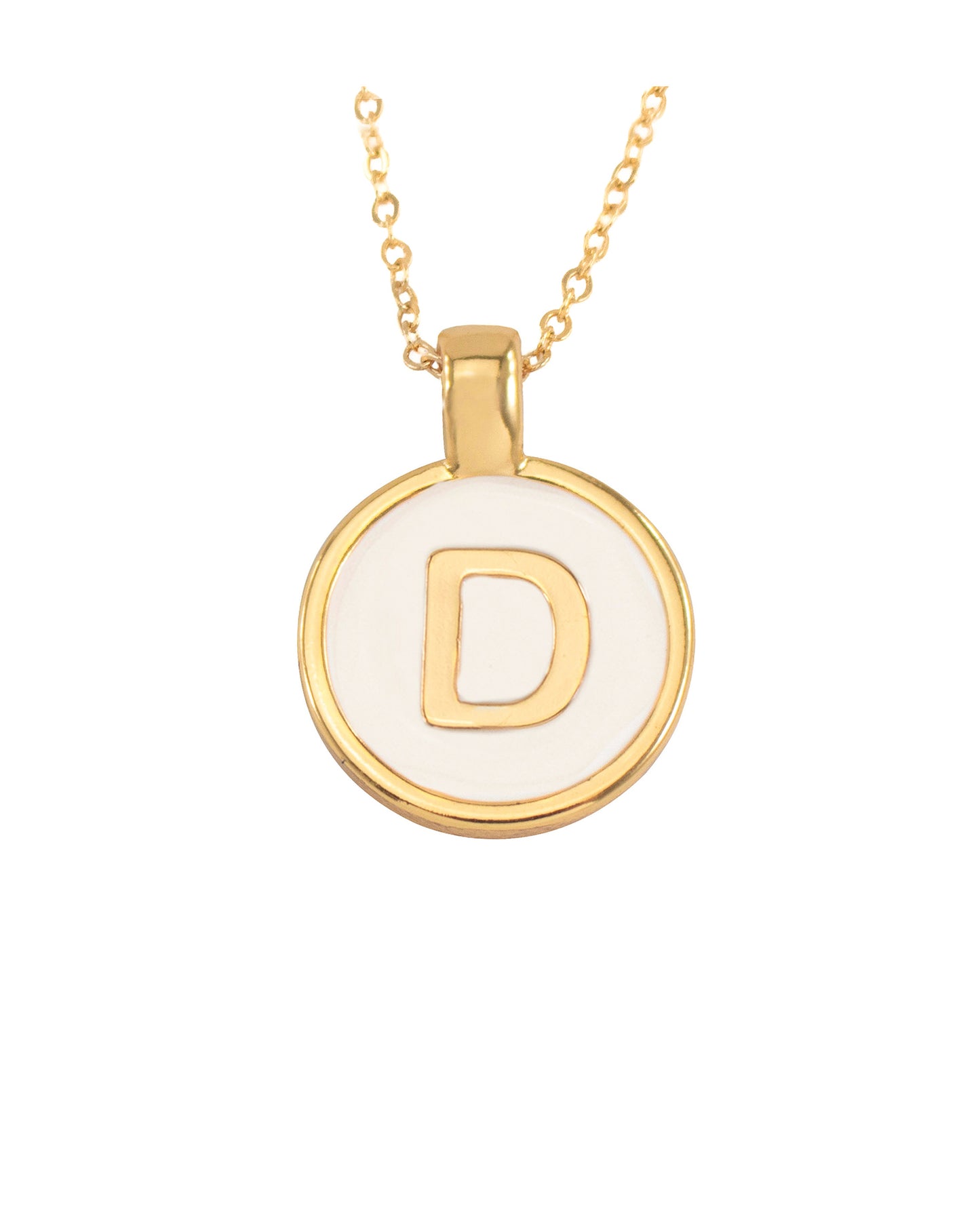 SET CADENA LETRA D BLANCO HUESO 18 MM + ARETES