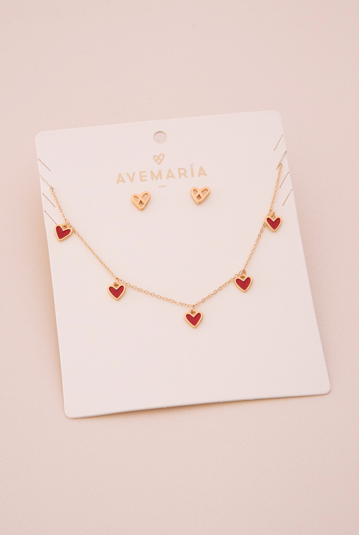 CADENA MULTI CORAZONES ROJOS