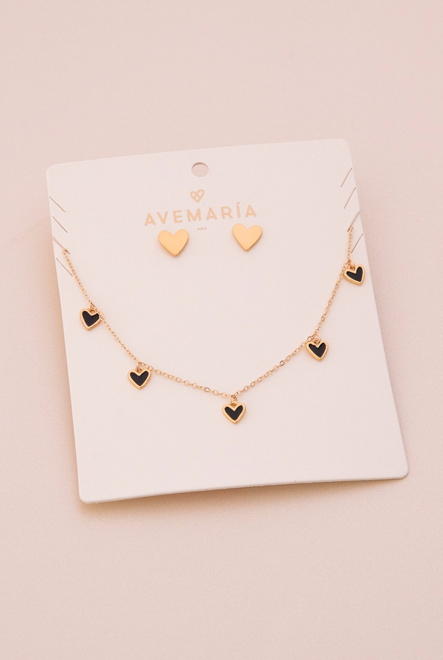 CADENA MULTI CORAZONES NEGROS