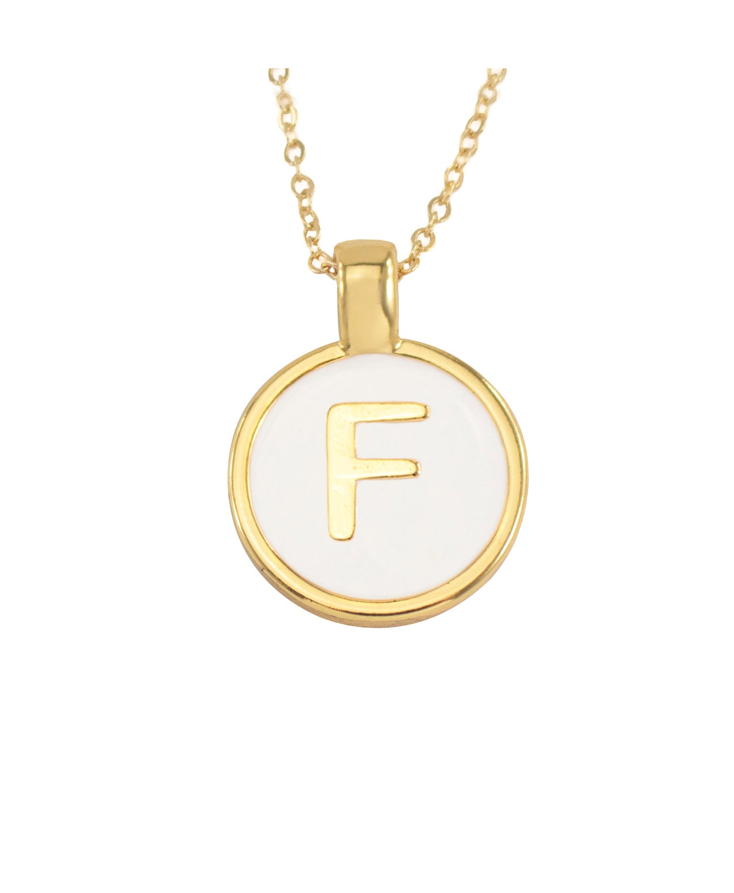 SET CADENA LETRA F BLANCO HUESO 18 MM + ARETES