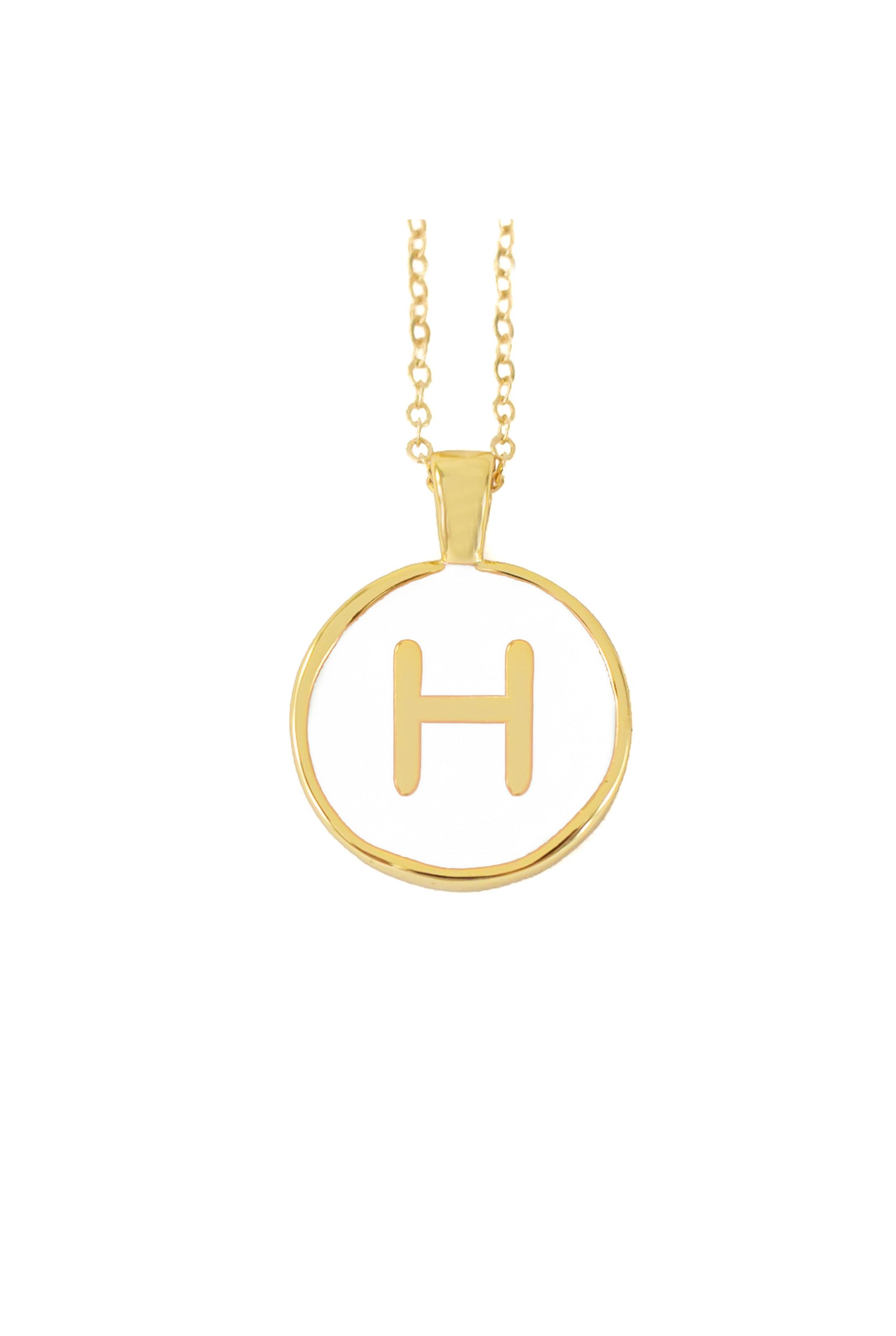 SET CADENA LETRA H BLANCO HUESO 18 MM + ARETES