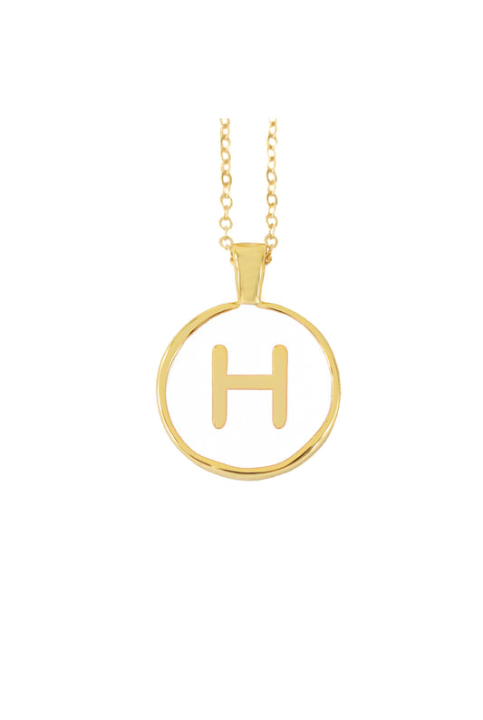 SET CADENA LETRA H BLANCO HUESO 18 MM + ARETES