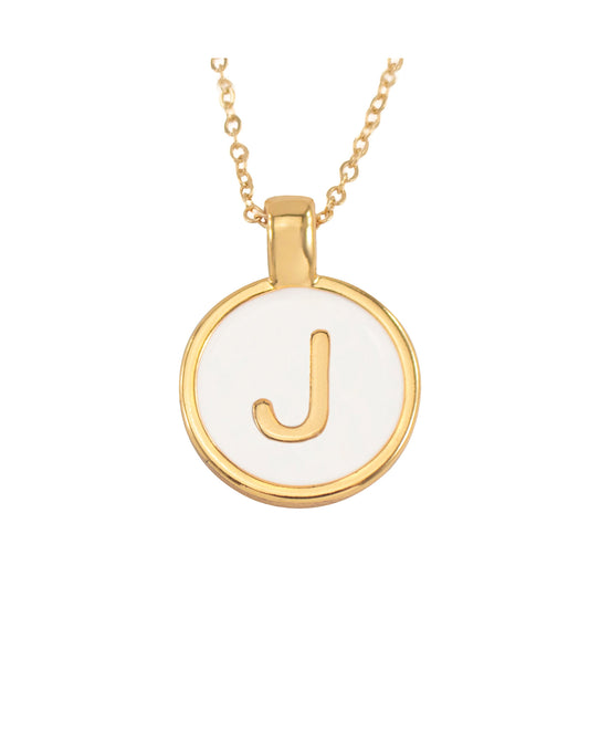 SET CADENA LETRA J BLANCO HUESO 18 MM + ARETES