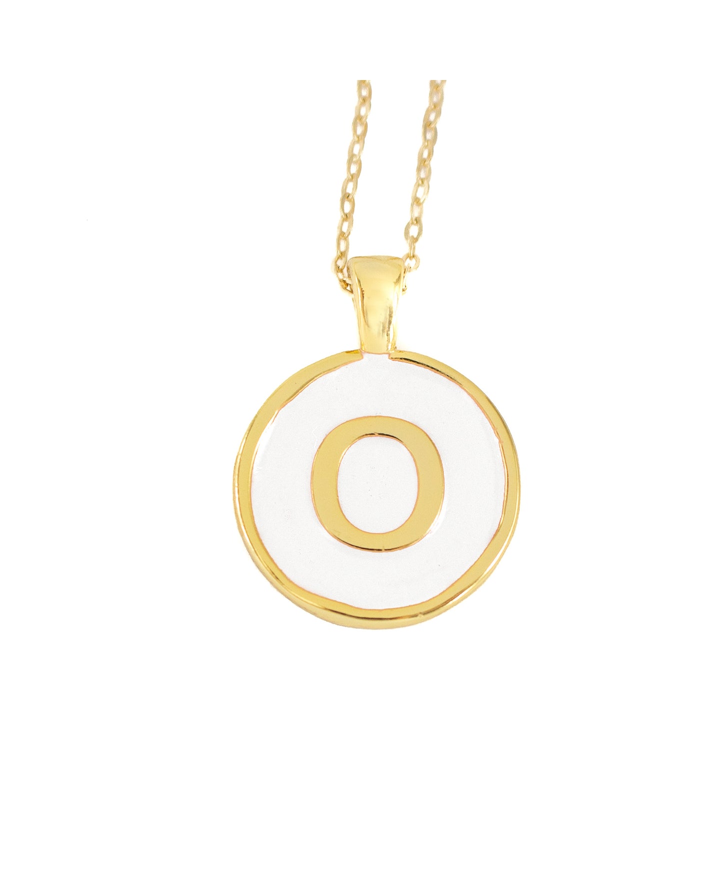 SET CADENA LETRA O BLANCO HUESO 18 MM + ARETES