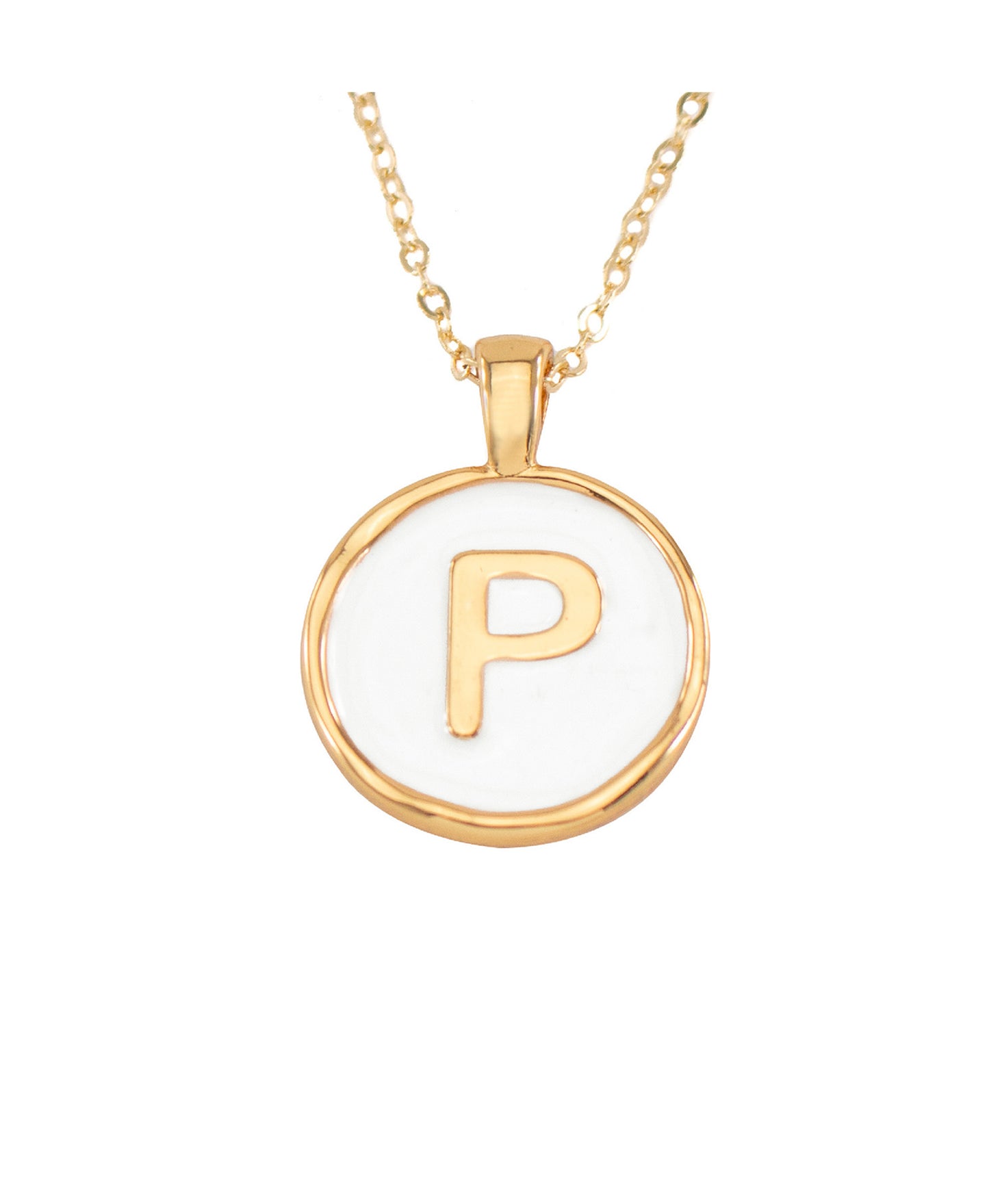 SET CADENA LETRA P HUESO + ARETES 18 MM