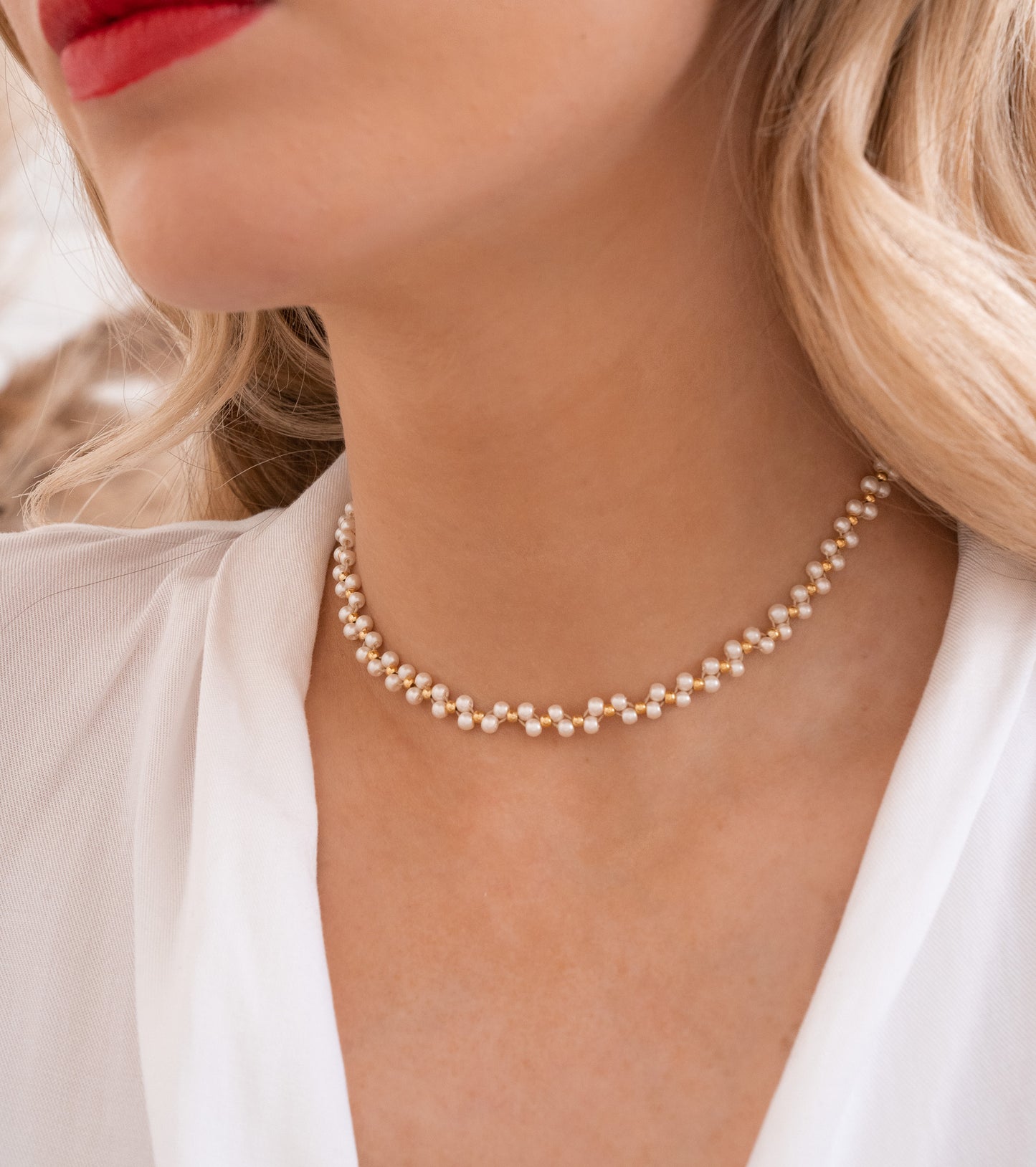 CHOKER TEJIDO PERLITAS