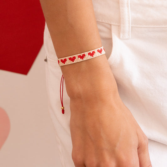 SET PULSERA +ARETES MIYUKI CORAZONES