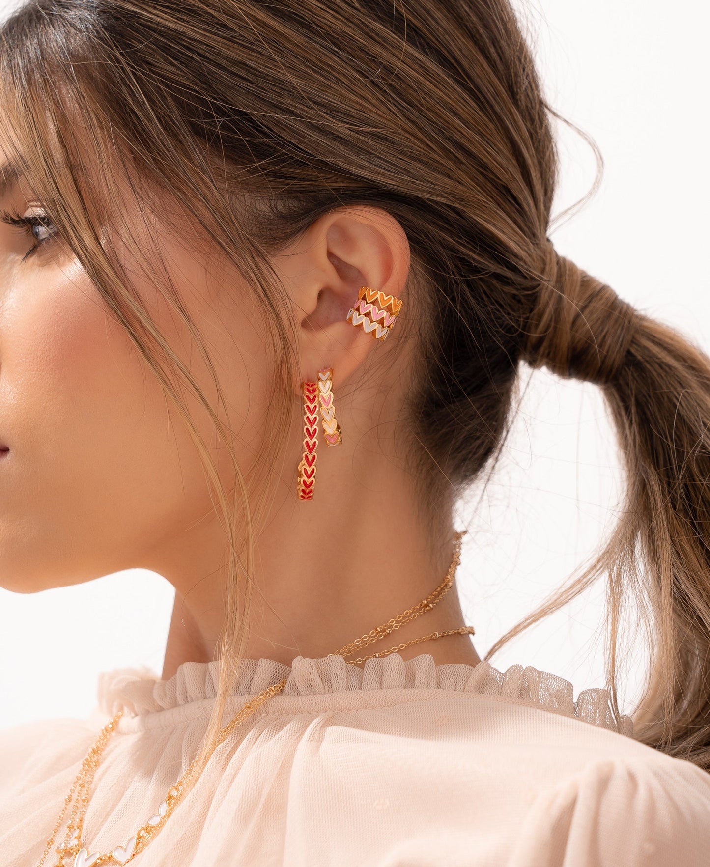 SET EARCUFF *2 MULTICORAZONES