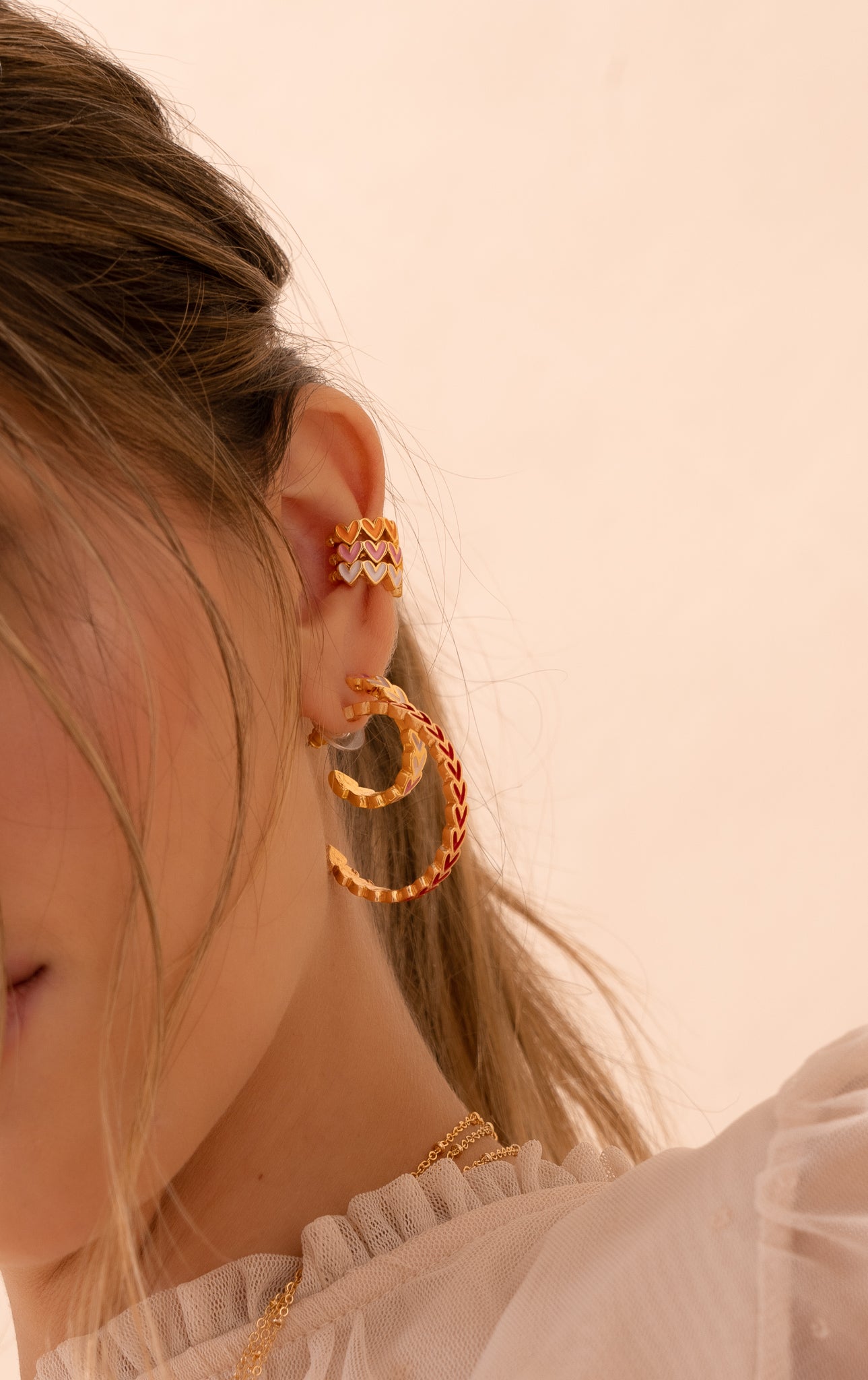 SET EARCUFF *2 MULTICORAZONES