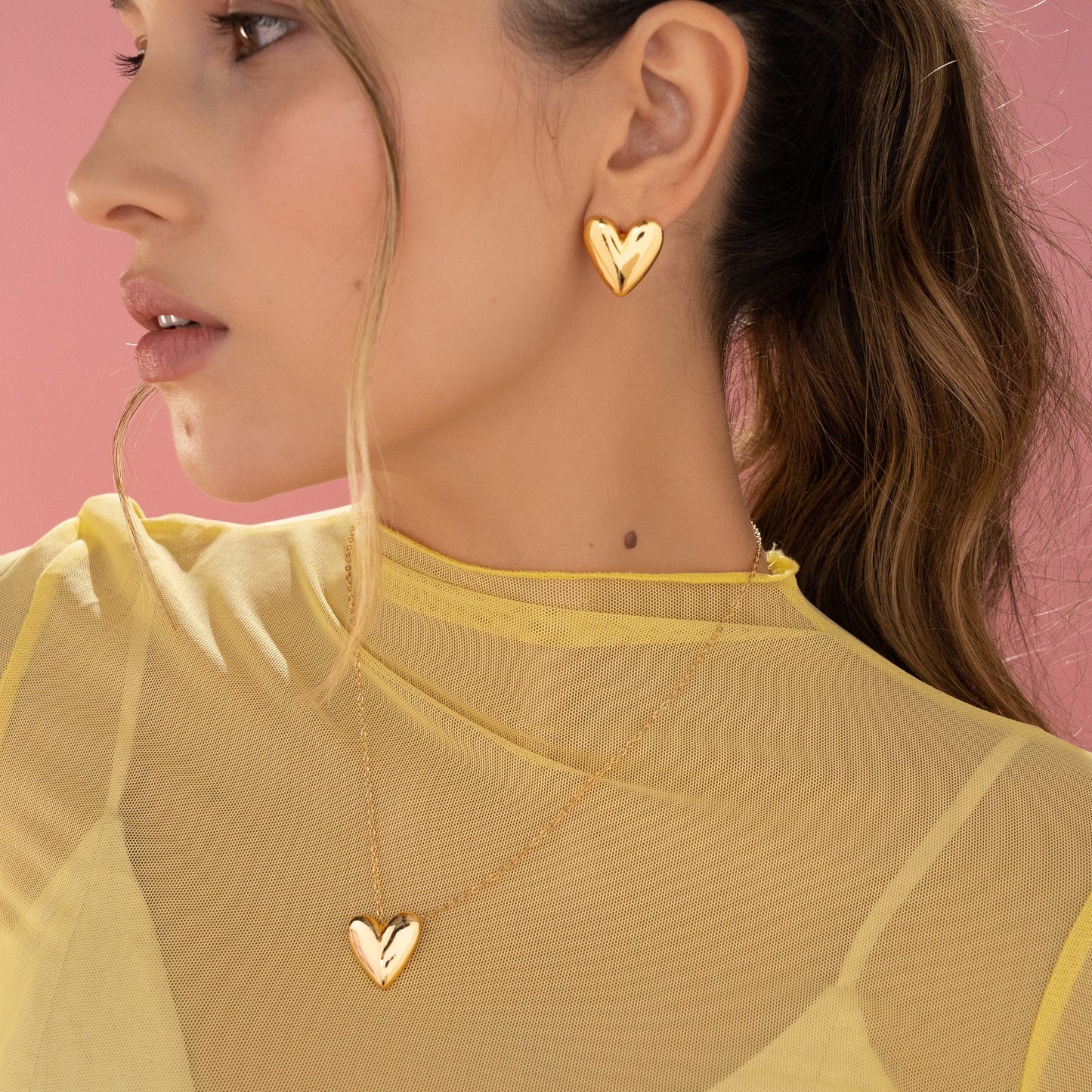 SET COLLAR + ARETES CORAZÓN GOLD