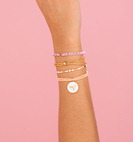 SET X4 PULSERAS CON DIJE DE ESPIRITU SANTO + ARETES