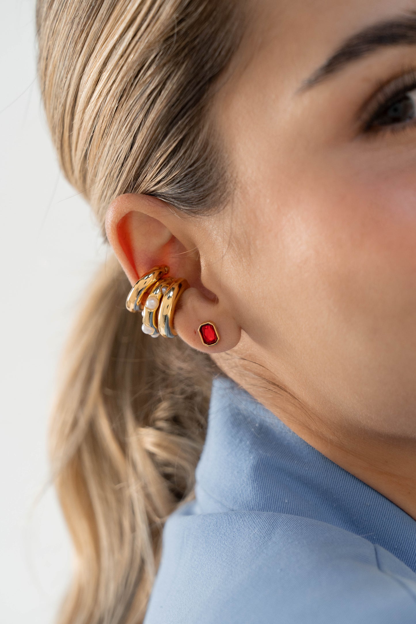 ARETES 2 EN 1 CRISTALES - ROJO*