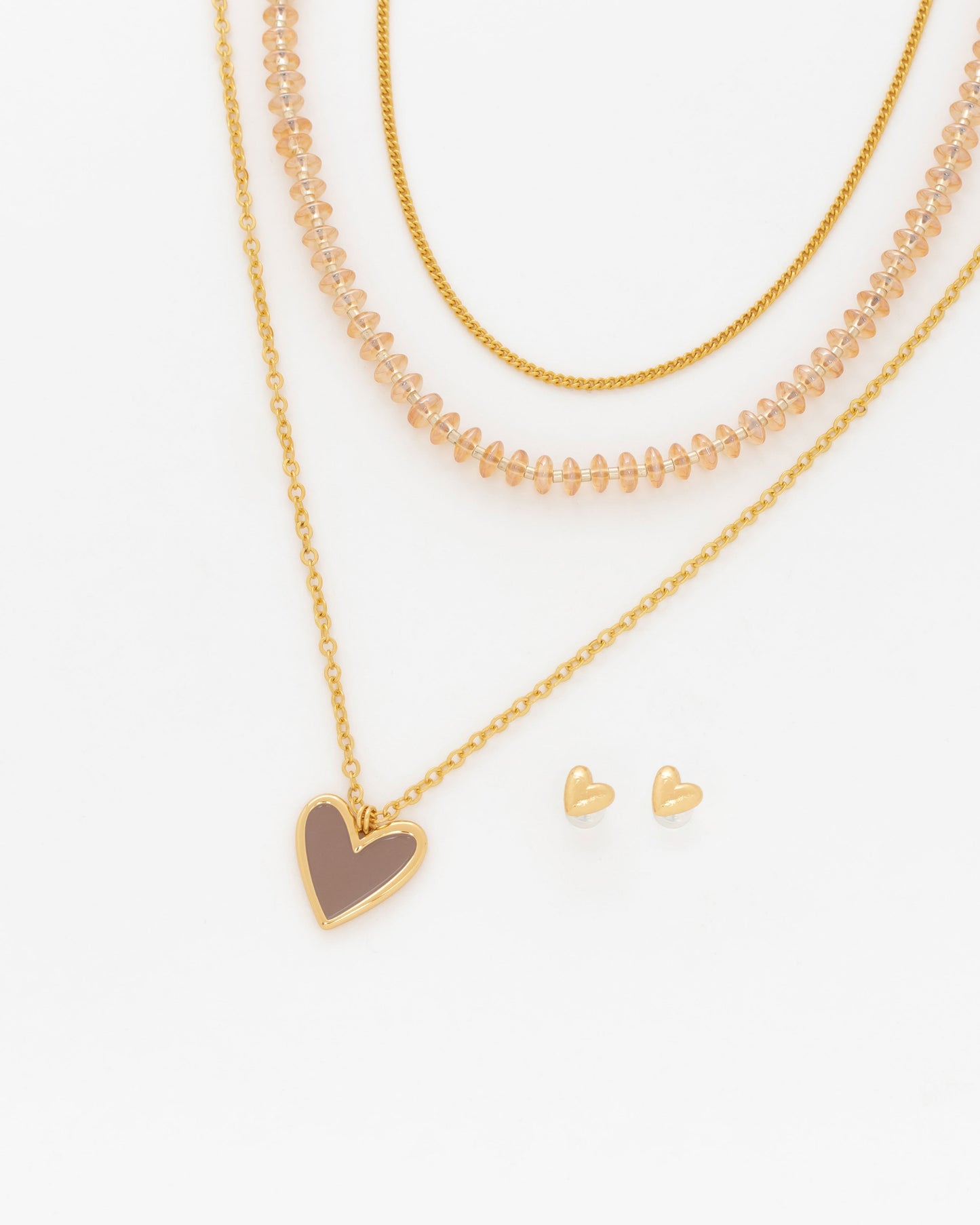 SET X2 COLLARES MAXI CORAZÓN + ARETES