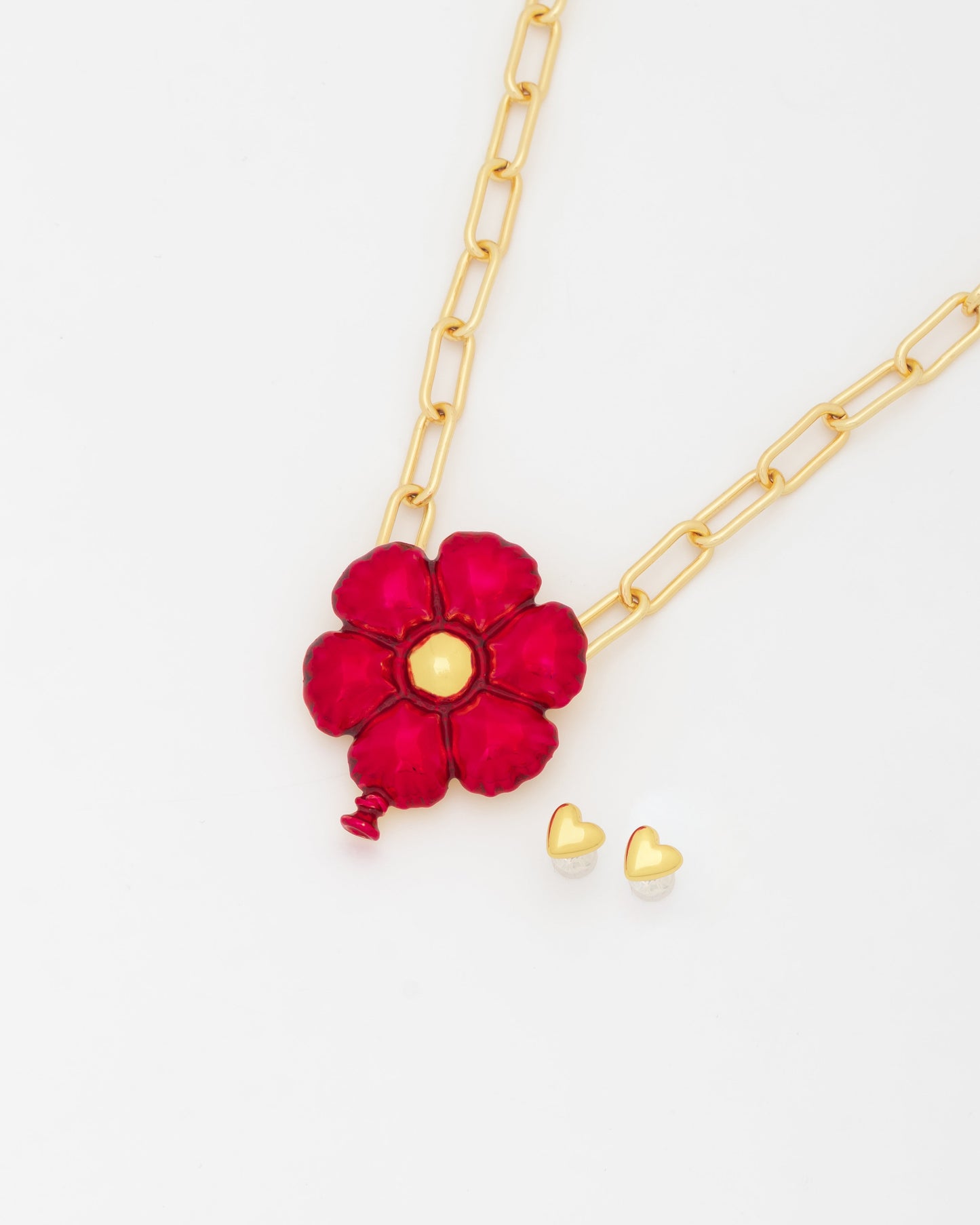 COLLAR FLOR GLOBO REDONDO FUCSIA + ARETES*