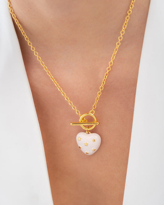 COLLAR BROCHE CORAZÓN ESTRELLA NUDE