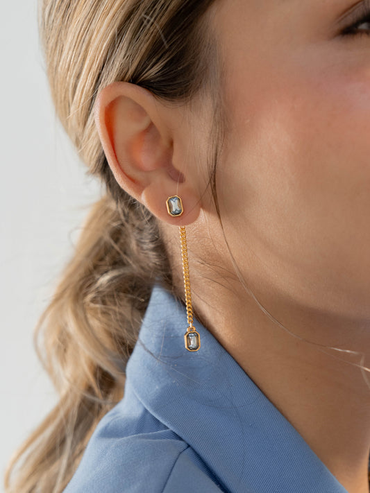 ARETES 2 EN 1 CRISTALES - AZUL