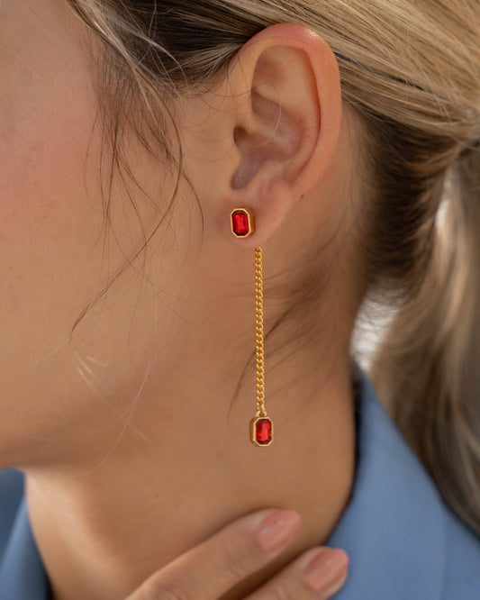 ARETES 2 EN 1 CRISTALES - ROJO*
