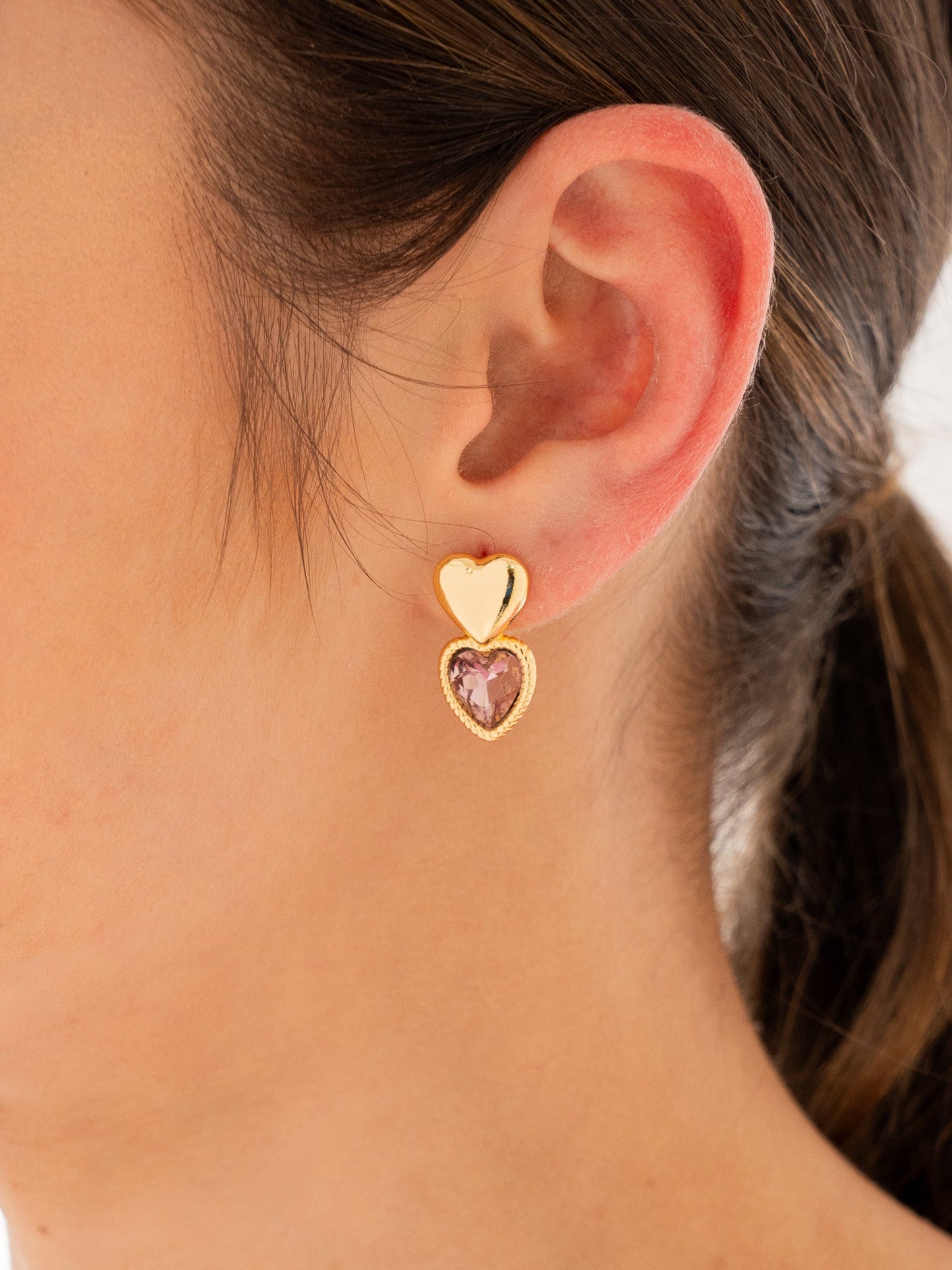 ARETES DUO CORAZÓN CRISTAL*