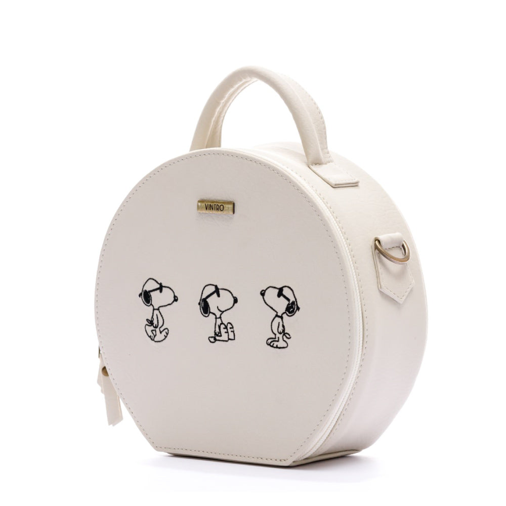 MANOS LIBRES PARA MUJER SUIZA BEIGE SNOOPY EN CUERO VEGANO*
