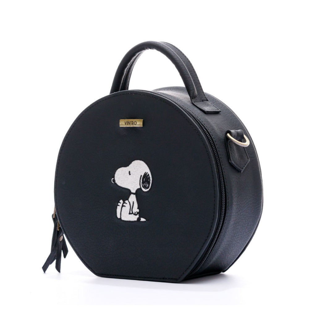 MANOS LIBRES PARA MUJER SUIZA NEGRO SNOOPY EN CUERO VEGANO*
