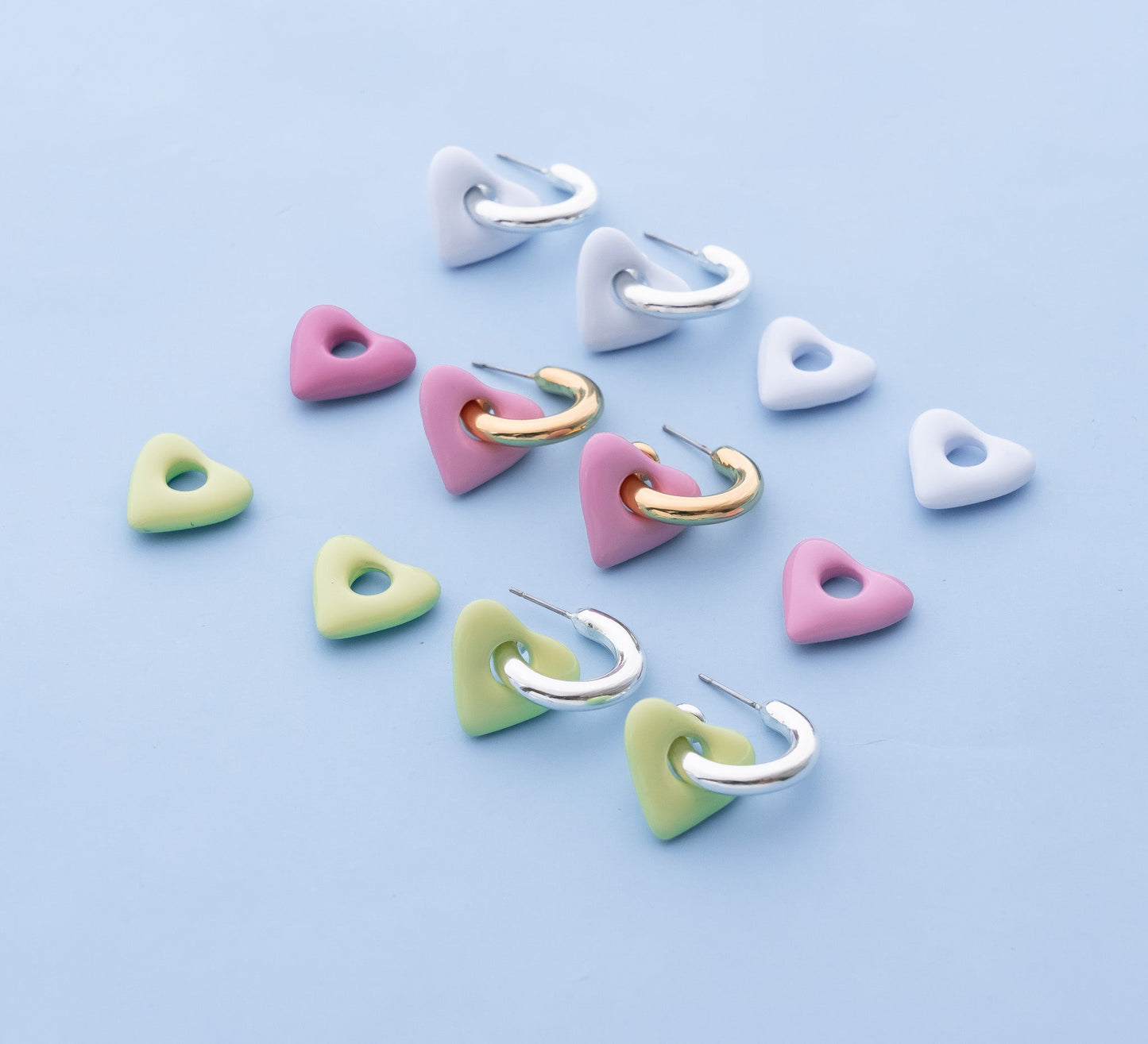 ARETES 2 EN 1 MAXI CORAZON - GOLD / ROSA