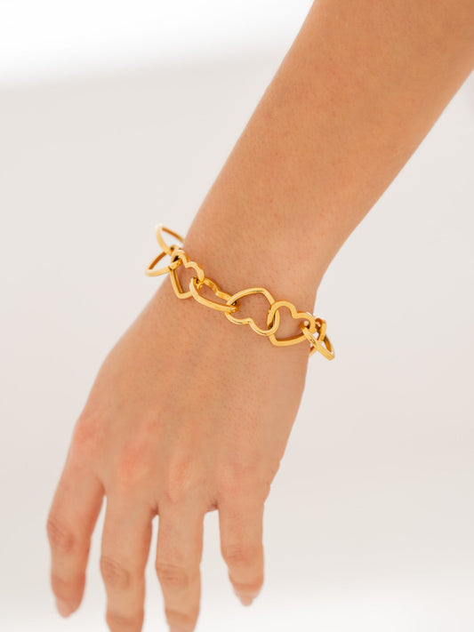 PULSERA CADENA CORAZÓN + ARETES*