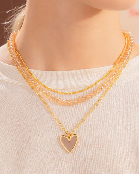 SET X2 COLLARES MAXI CORAZÓN + ARETES