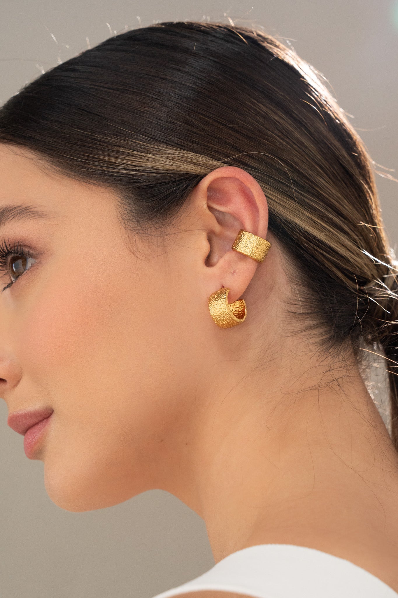 SET X2 ARETES TEXTURA - GOLD