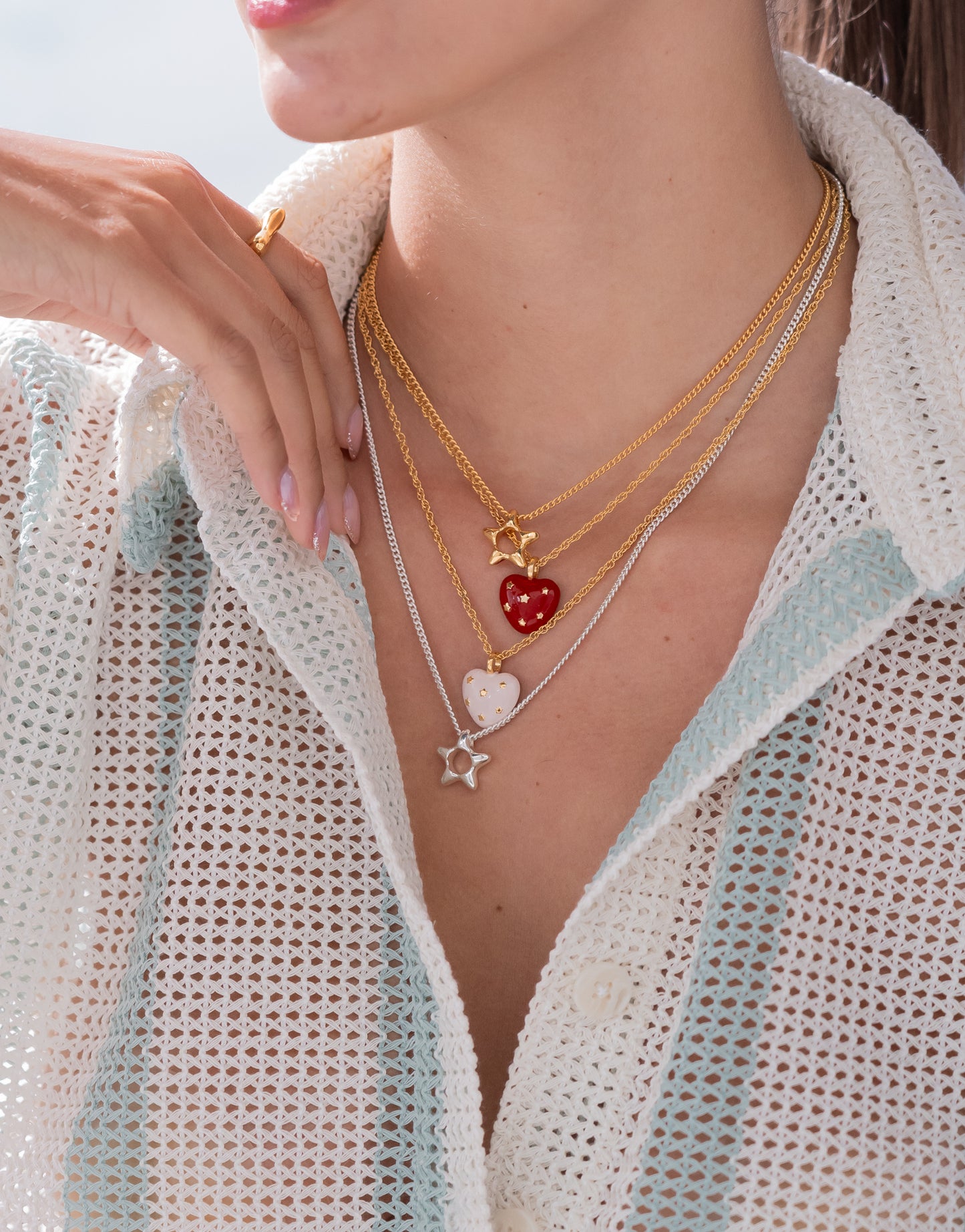 COLLAR CORAZÓN ESTRELLAS NUDE