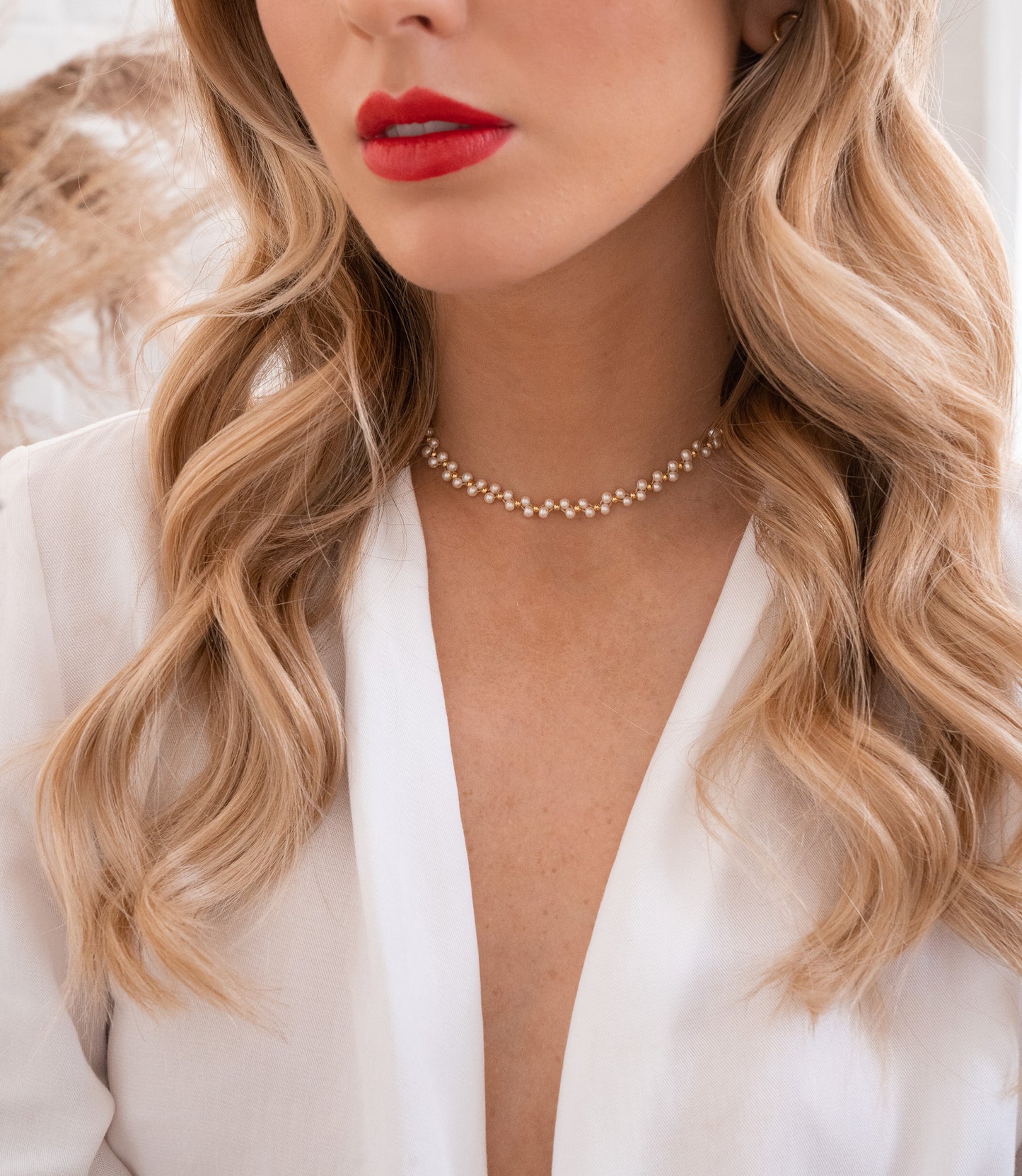 CHOKER TEJIDO PERLITAS
